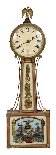 American Federal Gilt Eglomise Banjo Clock
