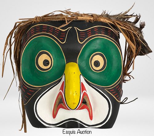 Kwakwaka'wakw Wood Carved Owl Mask- Signed