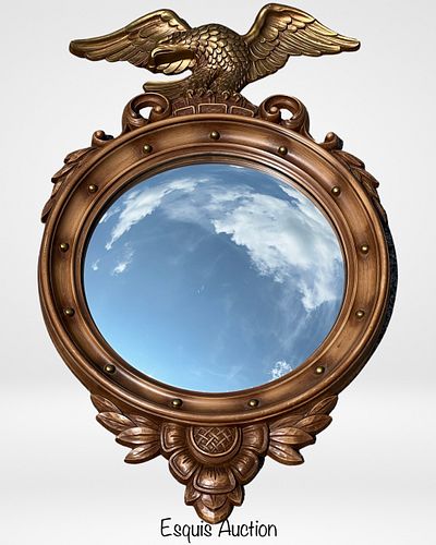 Large Vintage Syroco  Federal Eagle Convex Mirror