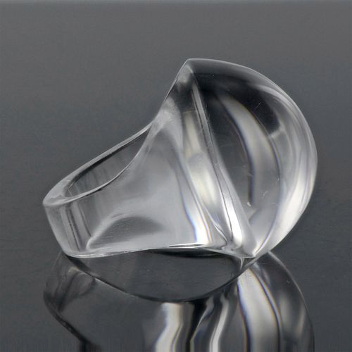 Lalique Clear Crystal Cabochon Ring