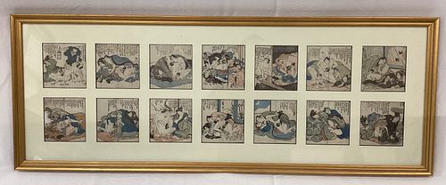 Framed Series of Japanese Erotic Woodblocks