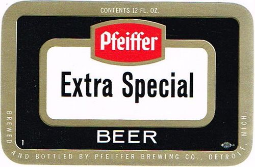 1958 Pfeiffer's Extra Special Beer 12oz Label Detroit