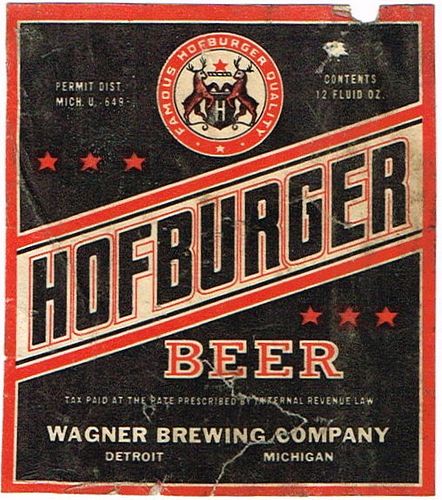 1935 Hofburger Beer 12oz Label CS46-13 Hamtramck