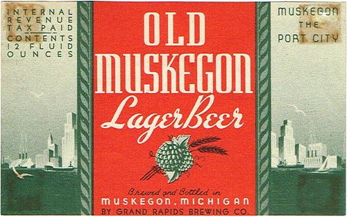 1934 Old Muskegon Lager Beer 12oz Label CS68-07