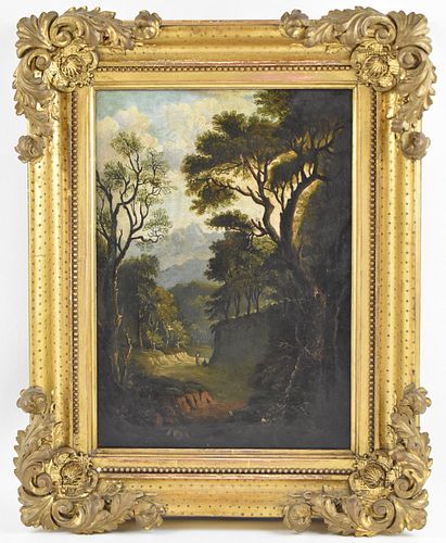 VICTORIAN FOREST VALLEY OIL PAINTING