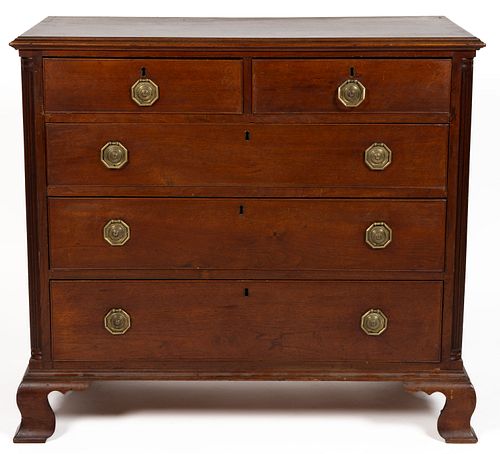VERY FINE WINCHESTER, SHENANDOAH VALLEY OF VIRGINIA CHIPPENDALE WALNUT CHEST OF DRAWERS