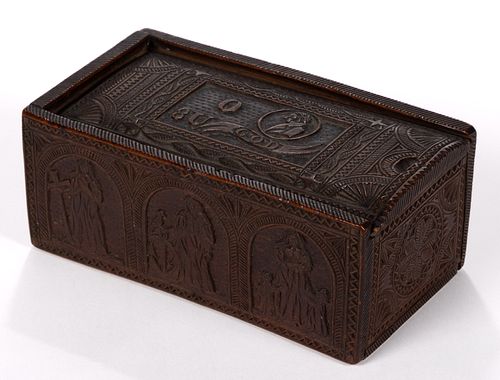 CONTINENTAL FINELY CARVED HARDWOOD SLIDE-TOP BOX
