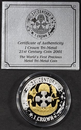 2001 1 CROWN GIBRALTAR TRI-METAL COIN
