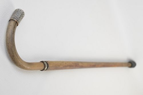 VICTORIAN WOOD & SILVER CANE