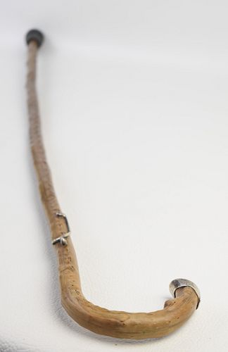 VICTORIAN WOOD & STERLING SILVER CANE