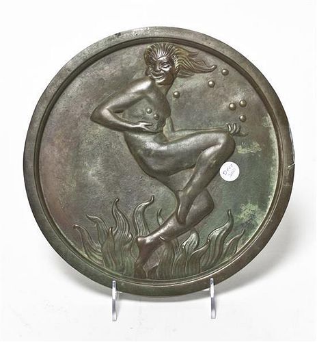 An Art Deco Style Bronze Plaque, Diameter 10 1/2 inches.