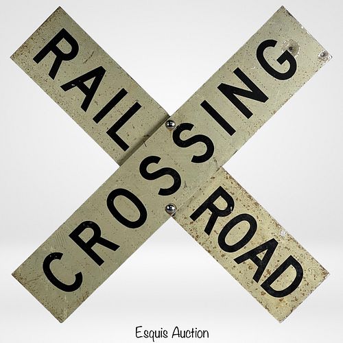 Vintage Rairoad Crossing Sign with Bullet Holes