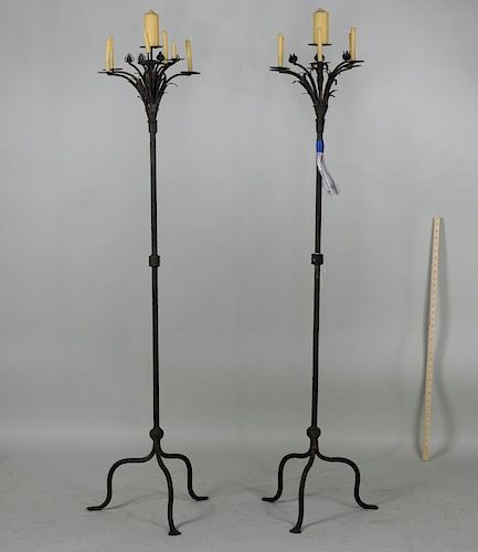 Pair Gothic Style Seven Light Torcheres