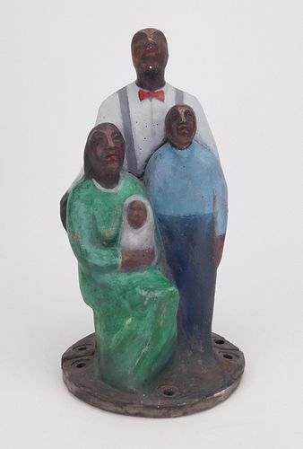 Folk art plaster sculpture- African- American family