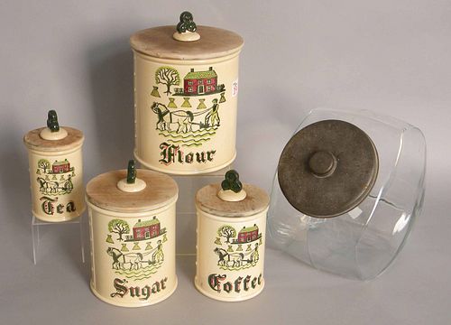 Four piece poppytrail canister set by Metlox, toge
