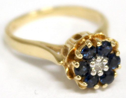 14K Gold, Sapphire, & Diamond Ring
