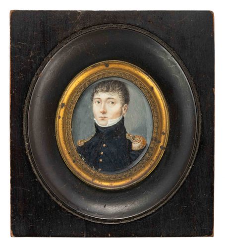 AMERICAN OR EUROPEAN SCHOOL (19TH CENTURY) MINIATURE PORTRAIT OF A MILITARY OFFICER