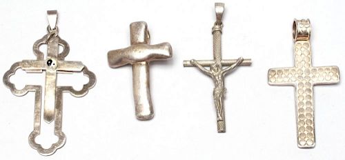 4 Assorted Sterling Silver Cross Pendants
