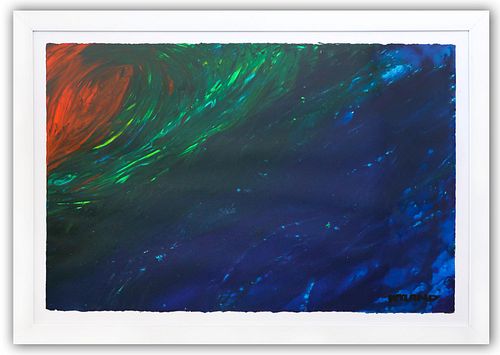 Wyland- Original Watercolor Painting on Deckle Edge Paper "Abstract"