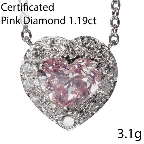GIA CERTIFICATED FANCY  PINK DIAMOND (GIA) HEART PENDANT NECKLACE