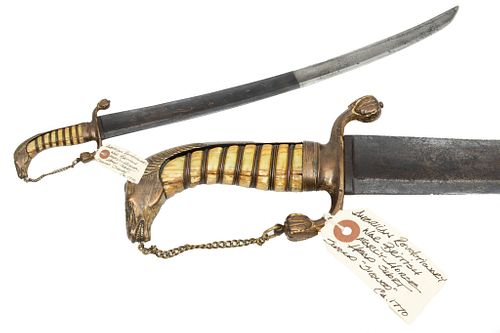 American Revolutionary War Era, British Horse Head Pommel Short Sword, J.J. Runkel, Solingen Blade, Ca. Late 18th C., L 28"