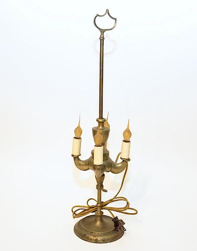 A Brass Four-Light Oil Lamp.