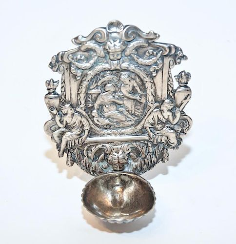 A Renaissance Style Silvered Metal Holy Water Font.