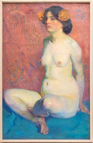 Abel George Warshawsky (American, 1883-1962) Oil On Canvas, 1911, The Tahitian, H 40" W 25.5"
