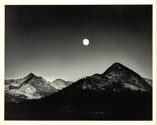 Ansel Adams (American, 1902-1984) Gelatin Silver Print Moonrise From Glacier Point, H 9.5" W 8.5"