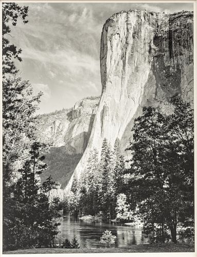 Ansel Adams (American, 1902-1984) Gelatin Silver Print 1952, El Capitan, Yosemite National Park, California, H 9.5" W 7"