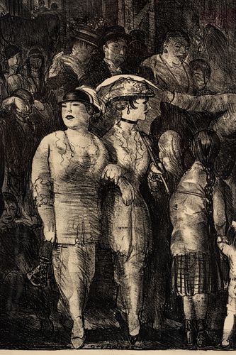 George Bellows (American, 1882-1925) Lithograph On Paper, 1917, The Street, H 19.1" W 15.2"