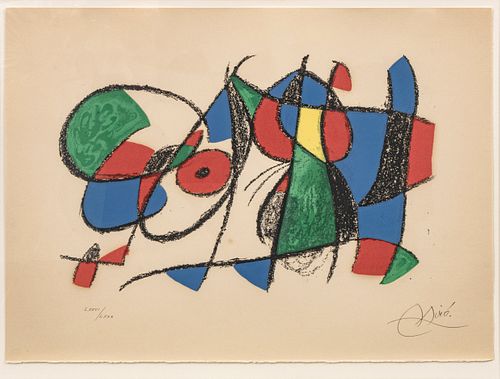 Joan Miro (Spanish, 1893-1893) Lithograph In Colors 1975, Plate VIII, From Joan Miró Lithographe II, H 17.5" W 24.25"