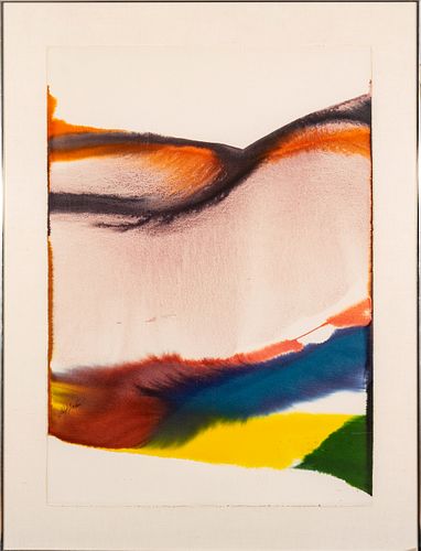 Paul Jenkins (American, 1923-2012) Watercolor On Paper, 1977, Phenomena Royal Violet, St. Croix, H 43" W 30.75"