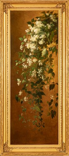 Benjamin Champney (American, 1817-1907) Oil On Panel, Ca. 1875, Virgin's Bower, H 48" W 18"