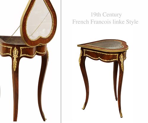 19th C. French Linke style Heart Shaped Kingwood Vitrine Table
