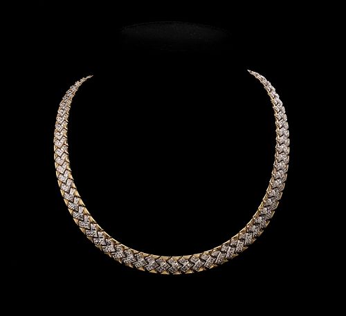 Ladies 14K Bright Cut Gold Link Necklace