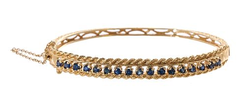 Ladies 14k Sapphire Bangle Bracelet