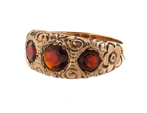 Antique 9k Rose Gold Garnet Ring