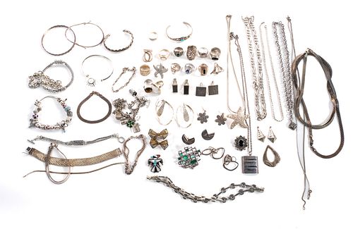Large Estate Sterling Silver Jewelry group
