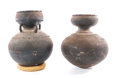 Two African Clay Water Pots: Nupe Nigeria