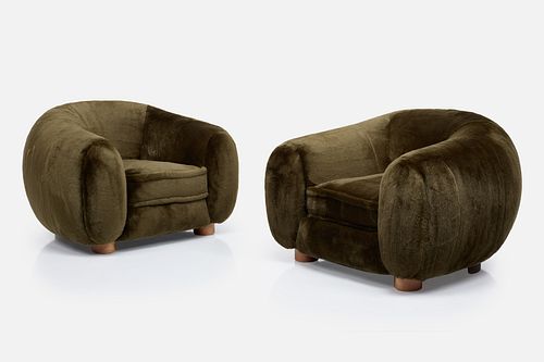 Jean Royere Style, 'Polar' Lounge Chairs (2)