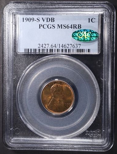 1909-S VDB LINCOLN CENT PCGS MS64 RB