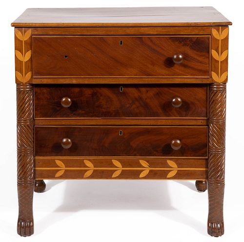 TENNESSEE CLASSICAL INLAID CHERRY AND MAHOGANY CHILD'S CHEST OF DRAWERS