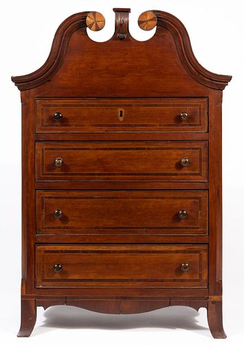 RARE FREDERICK CO., SHENANDOAH VALLEY OF VIRGINIA FEDERAL INLAID CHERRY VALUABLES CASE OF DRAWERS
