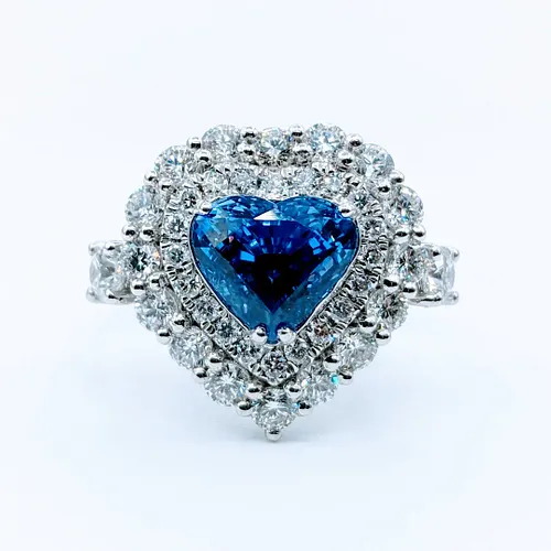 Oscar Friedman Heart Sapphire & Diamond Ring