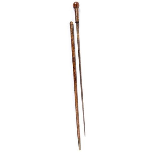 Sword Cane with Elaborately Etched Blade