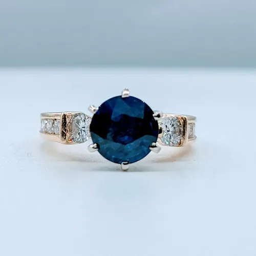 Classic Blue Sapphire & Diamond Engagement Ring