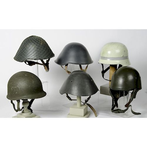 Lot of 6 East and West German Post World War II Helmets