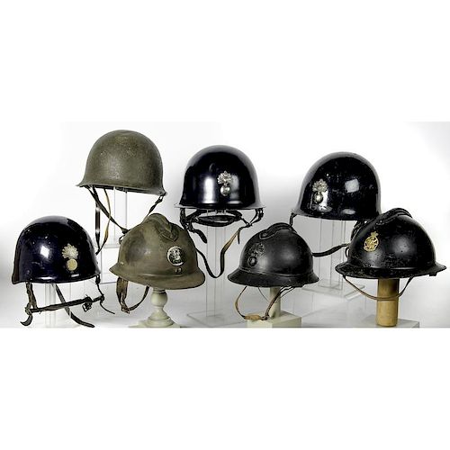 Lot of 7 French Helmets from World War II to 1980's