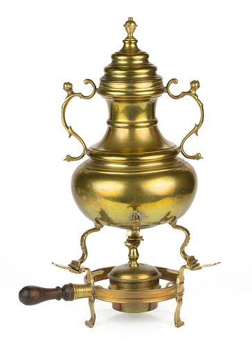 CONTINENTAL BRASS TEA URN AND WARMING STAND